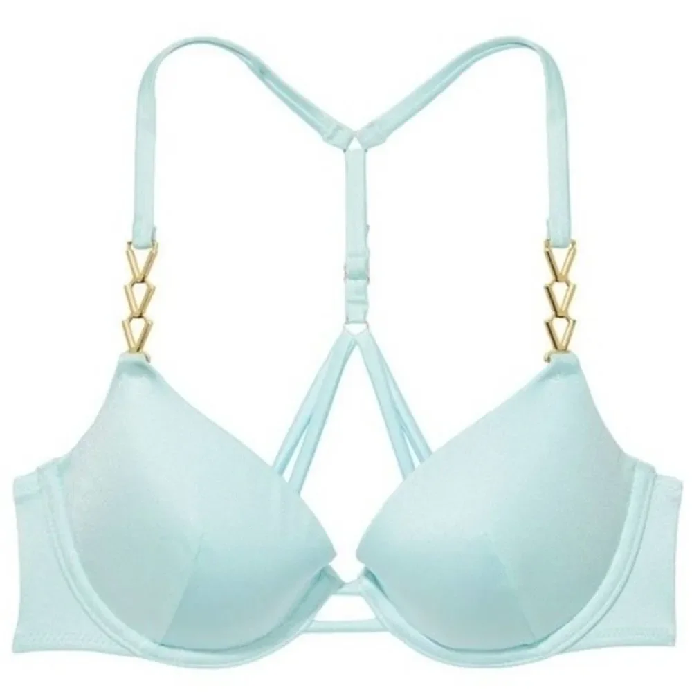 Victoria's Secret chain strap shimmer push up bikini top Sea Foam 👙